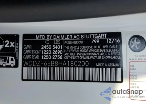 2017 Mercedes-Benz E 43 4Matic Amg из США, поврежденный, VIN WDDZF6EB8HA180200